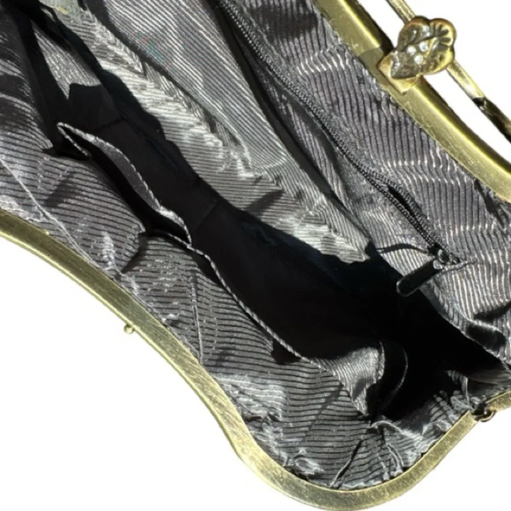 IN's Faux Fur Leather Sequins Tortoise Shell Clutch Gold Tone